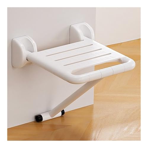 Klappbarer Duschsitz zur Wandmontage, herunterklappbarer Duschstuhl mit automatischer Federrückstellung, erfordert Bohren(White,Load 100kg/220.5lbs) von Generic