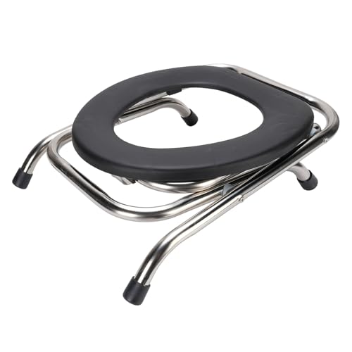 Klappbarer Edelstahl -Commode -Stuhl Tragbarer Toilettenstuhl für Erwachsene, Ergonomisches Design für Reisen (42cm) von Generic
