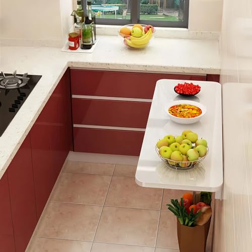Klappbarer Esstisch,Wandklapptisch Klapptisch,Multifunktionaler Klapptisch,Platzsparender Esstisch Aus Holz FüR Schreibtisch, Esstisch, Beistelltisch,Weiß,70×30cm(28×12in) von Generic