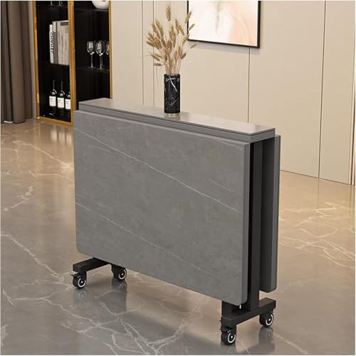 Klappbarer Esstisch Mit 6 Rädern - Schiefer Vielseitiger Esstisch, Ausziehbar Und Platzsparend Für Kleine Räume - Ideal Für Restaurant, Küche, Schlafzimmer -, Dark Gray, 130x80x75cm/51.2x31.5x29.5in von Generic