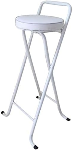 Klappbarer Hoher Hocker Stahlrahmen Pu-Sitz Tragbarer Gepolsterter Faltbarer Frühstücksküchen-barhocker-thekentisch Barstuhl Angelhockergriff Für Einfachen Zugang DREI Farboptionen, B, 75 von Generic