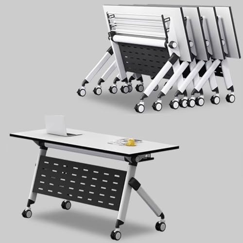 Klappbarer Konferenztisch Moderner Computertisch Mit Rollen Metallgestell einfach zu montieren for Zuhause, Büro oder Schulungsräume(4PCS,120x40cm/47x15.7in) von Generic