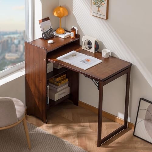 Klappbarer Schreibtisch Mit Stauraum, Platzsparender, Faltbarer Computertisch for Kleine Räume, Schreib Und Arbeitstisch for Das Home-Office, Schlafzimmer, Wohnheim Klappbarer Schreibtisch Mit Stauraum, Platzsparender, Faltbarer Computertisch for Kleine Räume, Schreib Und Arbeitstisch for Das Home-Office, Schlafzimmer, Wohnheim von Generic