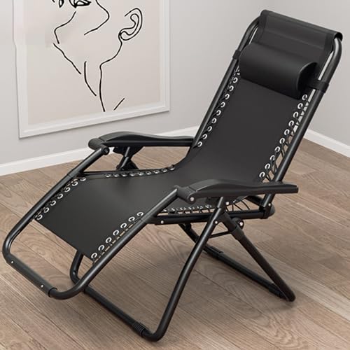 Klappbarer Terrassensessel für den Außenbereich, Liegestühle Verstellbarer Verstellbarer Terrassenstuhl aus Stahlgeflecht für Pool Beach Camping Loungesessel mit Kissen und Tassenablage (1, von Generic