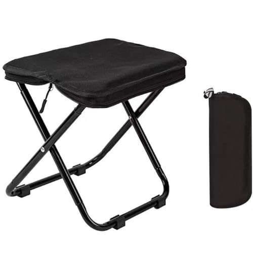 Klappbarer Tragbarer Campinghocker for Erwachsene,Zusammenklappbarer Hocker Klappbar Campinghocker Klein Ultraleicht Falthocker für Angeln Wandern Outdoor(Black,Large) von Generic