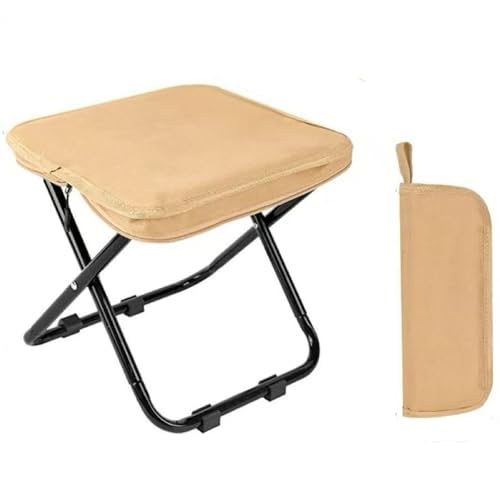 Klappbarer Tragbarer Campinghocker for Erwachsene,Zusammenklappbarer Hocker Klappbar Campinghocker Klein Ultraleicht Falthocker für Angeln Wandern Outdoor(Khaki,X-Large) von Generic