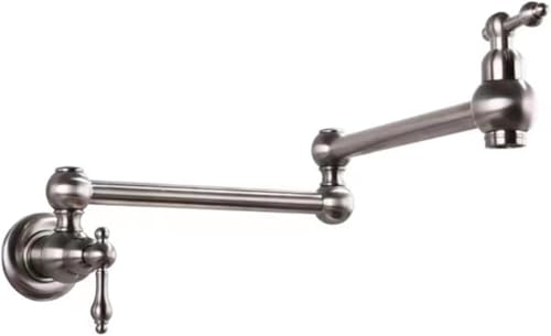Klappbarer Wasserhahn Wandmontierte Küchenspüle Wasserhahn Single Cold Swivel Titan, Brushed Nickel von Generic