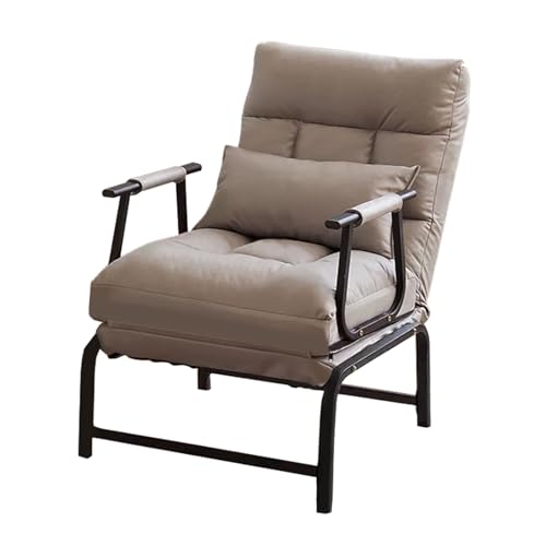 Klappbett Gästebett Wohnzimmer Sessel Umwandelbarer Stuhl Bett Ausziehbarer Schlafsessel 5 Stufig Verstellbare Rückenlehne Cat Scratch Leder Sofa Bett(Gray,180 * 65 * 45cm) von Generic