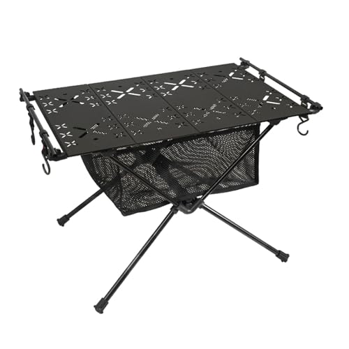Klappcamping-Tisch, Außentisch mit Aluminiumlegierung mit Tragetasche, Stabile Tischrahmenstruktur, Multifunktionales Design, Praktische Netto-Tasche, Leicht zu Lagern und zu Tragen, Breit (Black) von Generic