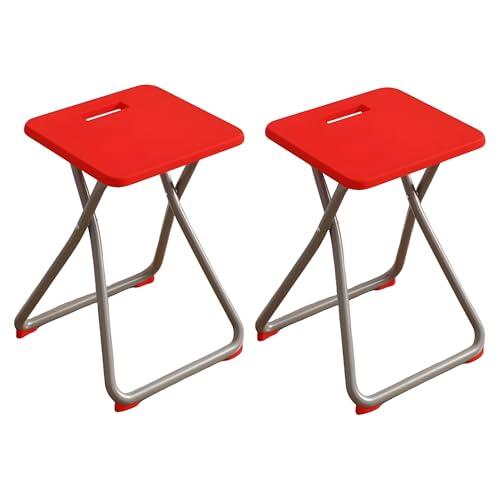 Klapphocker 2er Set, Tresenhocker Leichtgewicht, 45 cm Hocker Klappbar mit Handle(Red) von Generic