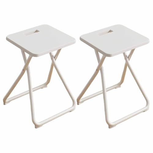 Klapphocker 2er Set, Tresenhocker Leichtgewicht, 45 cm Hocker Klappbar mit Handle(White) von Generic