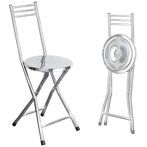 Klapphocker mit RüCkenlehne Und Fußstütze 32/45 cm, Runder Hocker Klappbar Tragbarer für Küche Esszimmer(45cm/18in) von Generic