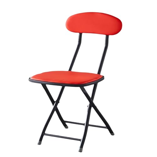 Klapphocker mit Rückenlehne, 45,7 cm, zusammenklappbar, tragbar, für Erwachsene, Haushalt, langlebig, faltbar, Esszimmerstuhl für Küche (rot) von Generic