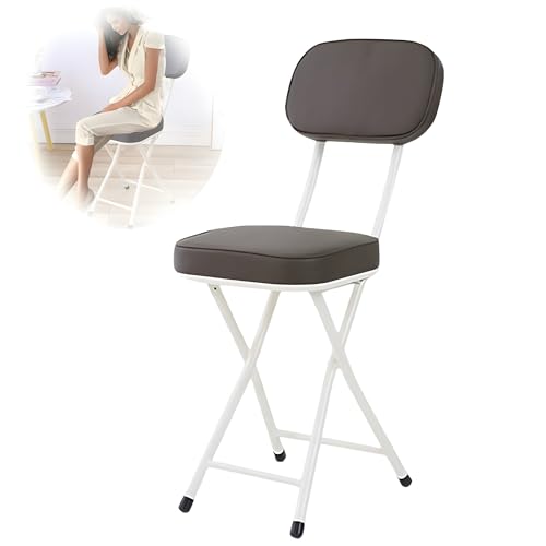 Klapphocker mit Rückenlehne und Fußstütze, Gepolstert Tresenhocker Quadratisch Tragbarer(Brown) von Generic