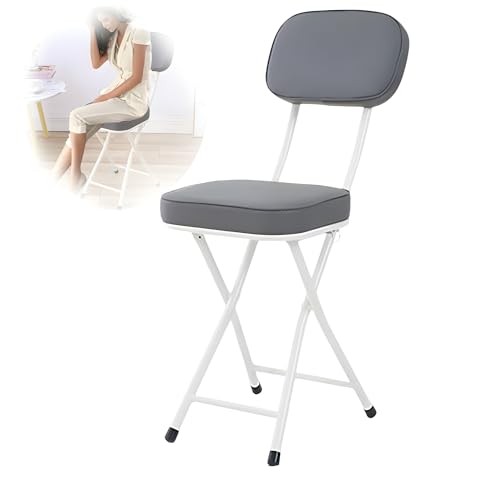 Klapphocker mit Rückenlehne und Fußstütze, Gepolstert Tresenhocker Quadratisch Tragbarer(Gray) von Generic