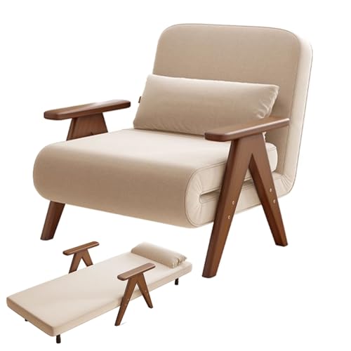 Klappsessel Schlafsessel Mit Bettfunktion Schlafsessel Klappbar Günstig 5-Fach Verstellbare Rückenlehne Inklusive Kissen V-förmige Massivholzbeine 2 Größen(85 * 80 * 82cm) von Generic