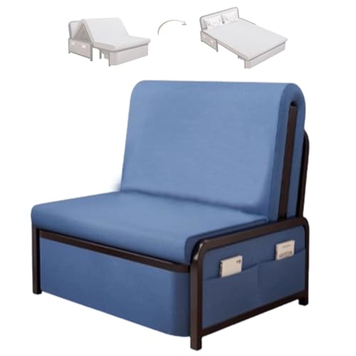Klappsofa Mit Schlaffunktion Mit Versteckter Stauraum Platzsparende Armlehnensfreies Design Atmungsaktives Leinengewebe Für Zuhause Büro Gäste, 6 Farben(Blue 1) von Generic