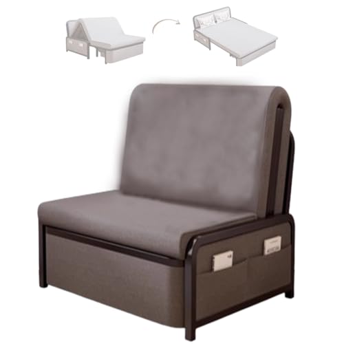 Klappsofa Mit Schlaffunktion Mit Versteckter Stauraum Platzsparende Armlehnensfreies Design Atmungsaktives Leinengewebe Für Zuhause Büro Gäste, 6 Farben(Gray 1) von Generic