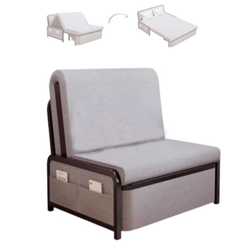 Klappsofa Mit Schlaffunktion Mit Versteckter Stauraum Platzsparende Armlehnensfreies Design Atmungsaktives Leinengewebe Für Zuhause Büro Gäste, 6 Farben(Gray 2) von Generic