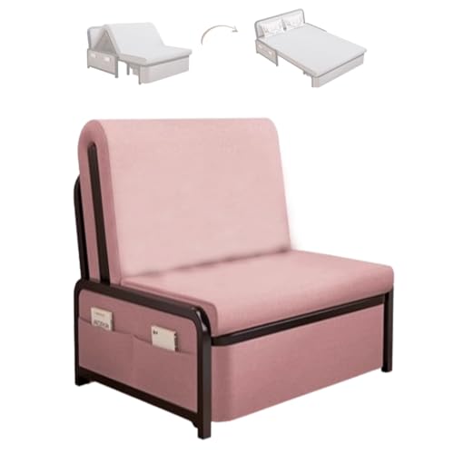 Klappsofa Mit Schlaffunktion Mit Versteckter Stauraum Platzsparende Armlehnensfreies Design Atmungsaktives Leinengewebe Für Zuhause Büro Gäste, 6 Farben(Pink) von Generic
