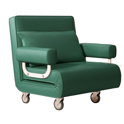 Klappsofa mit Rollen Technischer Stoff Ergonomie Gästebett Klappbar mit Kissen 6-Fach Verstellbare Rückenlehne Schlafsofa für Wohnzimmer, Schlafzimmer, Gästezimmer(Green,186 * 127 * 26cm) von Generic