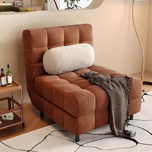 Klappsofa mit Schlaffunktion 3-in-1 Ergonomie Cord Gästebett 3-Fach Verstellbare Rückenlehne Abnehmbar und Waschbar Chaiselongue Sofa für Schlafzimmer, Wohnzimmer, Büro(Brown,195 * 100 * 30cm) von Generic