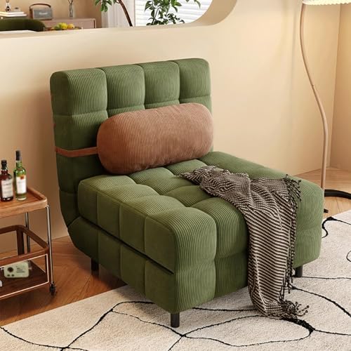 Klappsofa mit Schlaffunktion 3-in-1 Ergonomie Cord Gästebett 3-Fach Verstellbare Rückenlehne Abnehmbar und Waschbar Chaiselongue Sofa für Schlafzimmer, Wohnzimmer, Büro(Green,195 * 100 * 30cm) von Generic