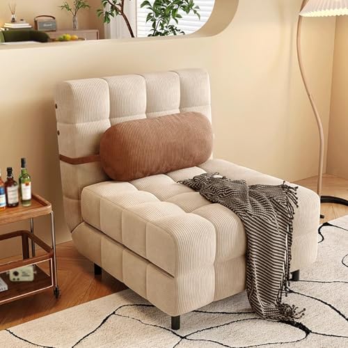 Klappsofa mit Schlaffunktion 3-in-1 Ergonomie Cord Gästebett 3-Fach Verstellbare Rückenlehne Abnehmbar und Waschbar Chaiselongue Sofa für Schlafzimmer, Wohnzimmer, Büro(White,195 * 80 * 30cm) von Generic