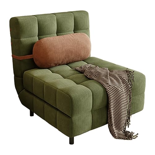Klappsofa mit Schlaffunktion Gästebett Klappbar mit 3-Fach Verstellbarer Rückenlehne Cordstoff Liegesessel für Wohnzimmer, Balkon, Schlafzimmer Tragfähigkeit 500kg(Green,195 * 80 * 30cm) von Generic