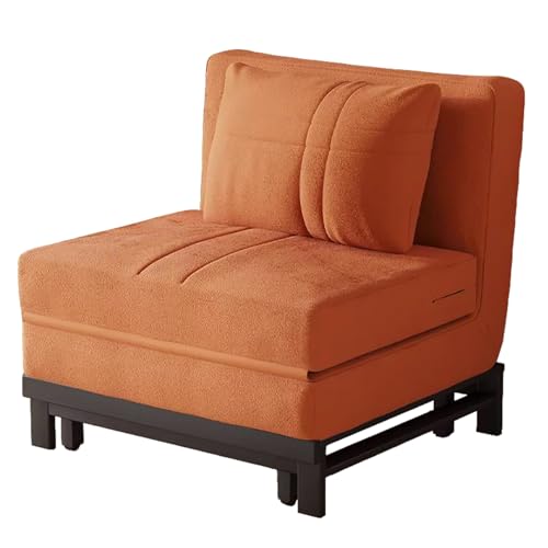 Klappsofa mit Schlaffunktion Versteckte Tischbeine Hochbelastbarer Stahlrahmen Gästebett Klappbar Klappbett Belastbar Bis Ca. 150 Kg Geeignet für Wohnzimmer(Orange,196 * 68 * 30cm) von Generic