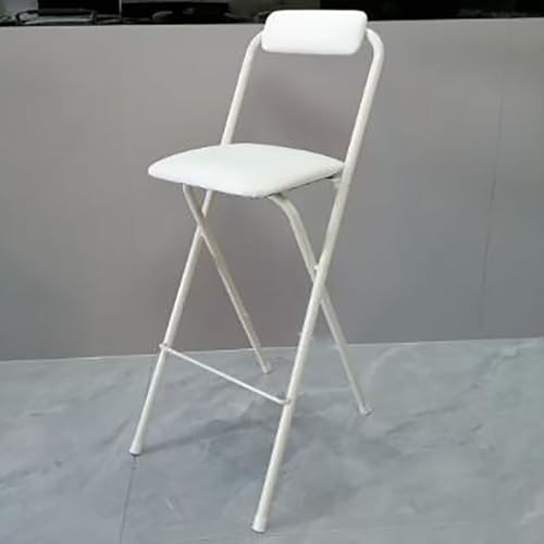 Klappstühle In Thekenhöhe Mit Rückenlehne Fußstütze Gepolsterter Klappstuhl Tragbarer Bar-klapphocker Hohe Barhocker Für Das Küchenspielzimmer, White, Seatheight27.5in（1handful von Generic