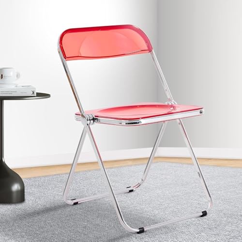 Klappstühle Outdoor-Stuhl Acrylstuhl Für Mehrere Anwendungen Moderne Klappstühle Für Wohnzimmer Esszimmer Schlafzimmer Spielzimmer, Red, One Size von Generic