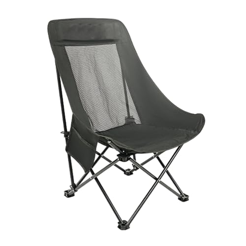 Klappstuhl Camping, Campingstuhl mit Kopfstütze und Seitentaschen, Geeignet für Camp, Angeln, Picknick, Wandern(Black,Medium) von Generic