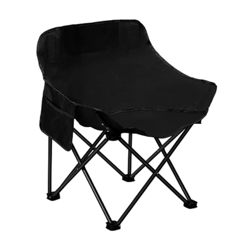 Klappstuhl Camping, Campingstuhl mit Kopfstütze und Seitentaschen, Geeignet für Camp, Angeln, Picknick, Wandern(Black,Small) von Generic
