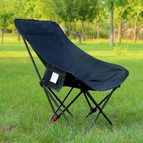 Klappstuhl Camping für Draußen, Tragbarer Angelstuhl Klappbar mit Verstellbarer Rückenlehne, Seitentaschen, Tragetasche für Wohnmobil, Strand, Festival, Angeln(Black) von Generic