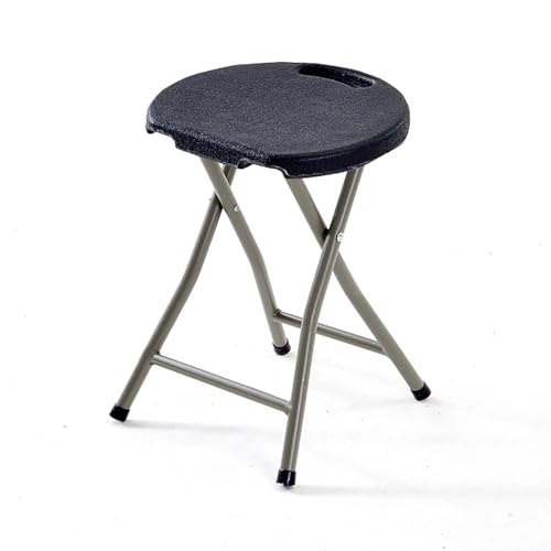 Klappstuhl Camping mit Griff, Rückenfreie Tragbare Barhocker Klappbar für Erwachsene, 150 kg Kapazität, Geeignet für Küche, Camping, Innen- und Außenbereich(Black) von Generic