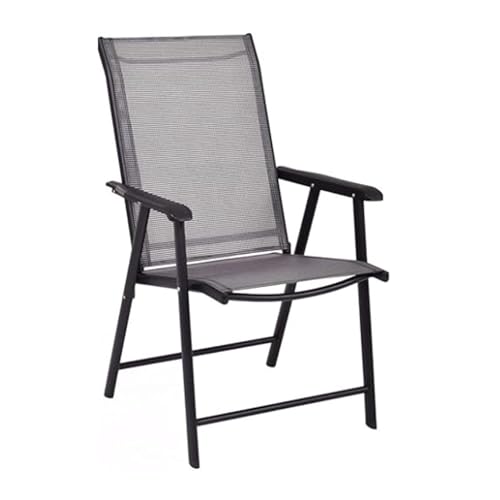 Klappstuhl Garten, Tragbare Faltstuhl, Atmungsaktiv und Bequem, Kein Zusammenbau Erforderlich für Rasen, Garten, Pool, Balkon, Camping(Gray) von Generic