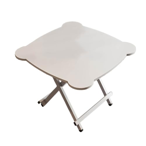 Klapptisch Garten Klein Klapptisch aus Kunstfaserplatten, Tragbarer Klapptisch mit Katzenohren, Platzsparend, Nicht zu Installieren und Einfach Zusammenklappbar(White,60 * 60 * 73cm) von Generic