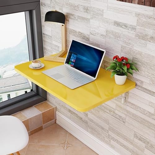 Klapptisch Wand Wandklapptisch Platzsparender Schwimmender Schreibtisch, Holzmaterial Tischrahmen aus Eisen, for Arbeitszimmer KüChe WäScherei Usw(Yellow,100x30cm/39x12in) von Generic