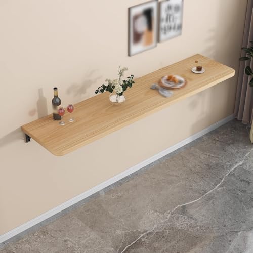 Klapptisch Wandmontage Verdicktes Massivholzmaterial, Starke Tragfähigkeit, Abgerundete Ecken, Wandtisch Klappbar für Arbeitszimmer, Küche, Wäscherei(80 * 40cm) von Generic