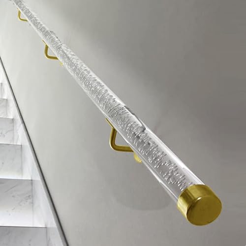 Klare Acryl-treppenhandläufe - Rutschfestes Stufen-Baluster-kit - Einfach Zu Installierende Innen-außenhandläufe Für Treppen, Gold Bracket, 180cm/5.9ft von Generic
