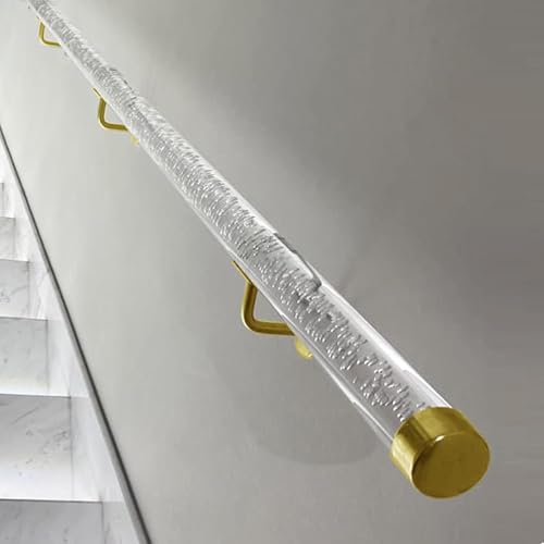 Klare Acryl-treppenhandläufe - Rutschfestes Stufen-Baluster-kit - Einfach Zu Installierende Innen-außenhandläufe Für Treppen, Gold Bracket, 220cm/7.2ft von Generic