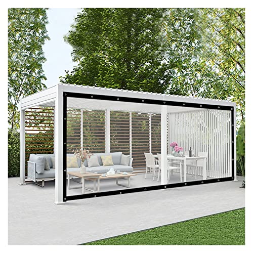 Klare PVC wasserdichte Außenvorhänge für Pergola Garten anpassbare Größe 1,8 x 6 m witterungsbeständig und mit Perforationen von Generic