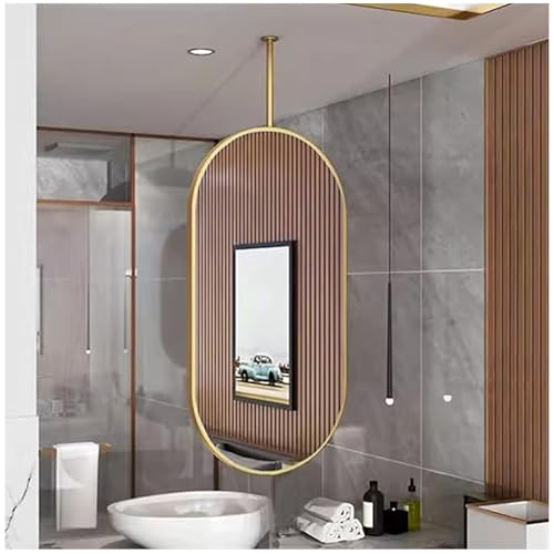 Klare Und Praktische Hängende Spiegel, Schwarzer Metall-Hängestangenspiegel, Dekorativer Hängespiegel Für Wohnzimmer, Eingangsbereich, Badezimmer, Schlafzimmer, Kommoden(Gold,40x80cm) von Generic