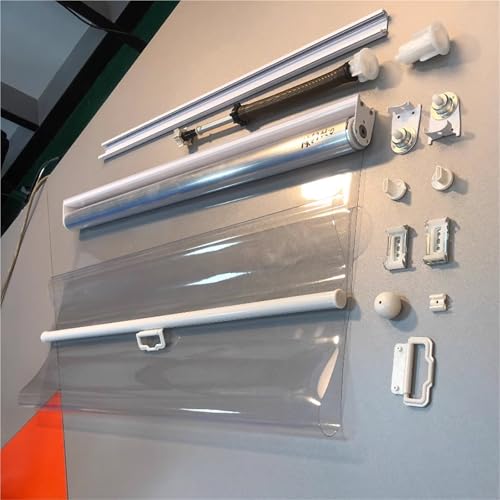 Klares Wasserdichtes Rollo für Außen-Pergola/Balkon/Terrasse/Bad | Schnurlos mit Griff PVC-Rollo | Wetterfest UV-Beständig HD-Transparent | Supermarkt-Display(W90xH140cm) von Generic