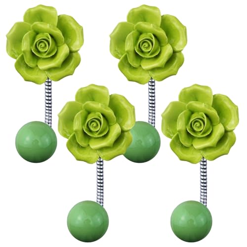 Kleiderhaken mit Blumenmuster, 4 Stück, Keramik-Robe-Haken, hohe Tragfähigkeit, Wandhaken für Schal, Tasche, Handtuch, dekorative Haken für Café, Wohnzimmer, Büro, Badezimmer, Schlafzimmer Kleiderhaken mit Blumenmuster, 4 Stück, Keramik-Robe-Haken, hohe Tragfähigkeit, Wandhaken für Schal, Tasche, Handtuch, dekorative Haken für Café, Wohnzimmer, Büro, Badezimmer, Schlafzimmer von Generic