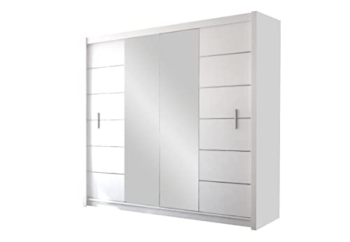 Kleiderschrank IZBONA 2, 203 cm Tür, Garderobenschrank, Schlafzimmermöbel, Schlafzimmer (Korpus: weiß, Front: weiß, Spiegel) von Generic