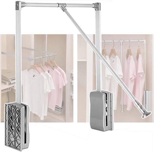 Kleiderschrank Pull Down Kleiderstange, Hängelift Kleiderschrankstange, Verstellbare Breite 450-600 Mm / 600-830 Mm / 830-1150 Mm, Kleiderschrank Lift Stoffaufhänger Zum Aufhäng, Blackm von Generic