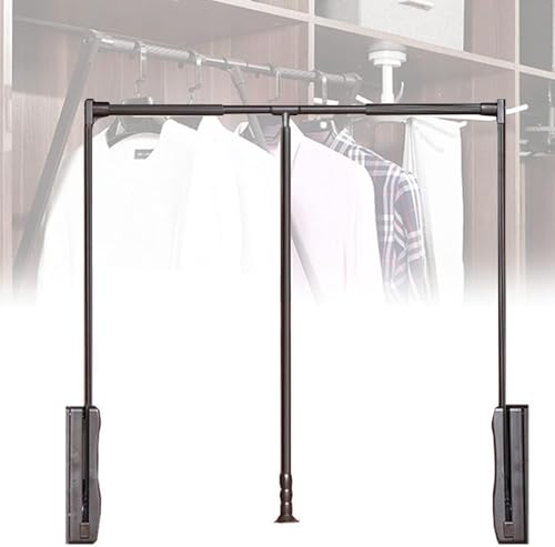 Kleiderschrank Pull Down Kleiderstange, Hängelift Kleiderschrankstange, Verstellbare Breite 450-600 Mm / 600-830 Mm / 830-1150 Mm, Kleiderschrank Lift Stoffaufhänger Zum Aufhäng, Brownm von Generic