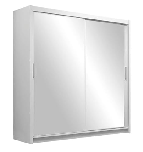 Kleiderschrank RAPIS, 160 cm Tür, Garderobenschrank, Schlafzimmermöbel, Schlafzimmer (Weiss mit Spiegel) von Generic